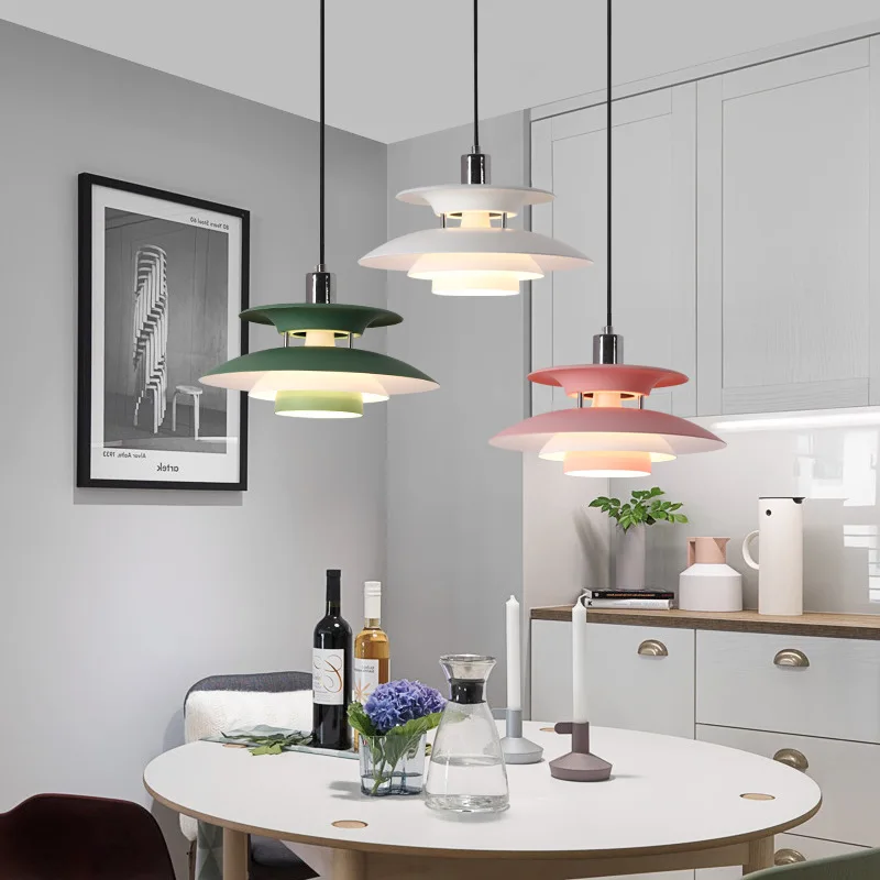 Led Umbrella Pendant Light UFO Chandelier For Dining Room Kitchen Bedroom Cafe Bar Colorful Droplight Restaurant Pendant Lamp