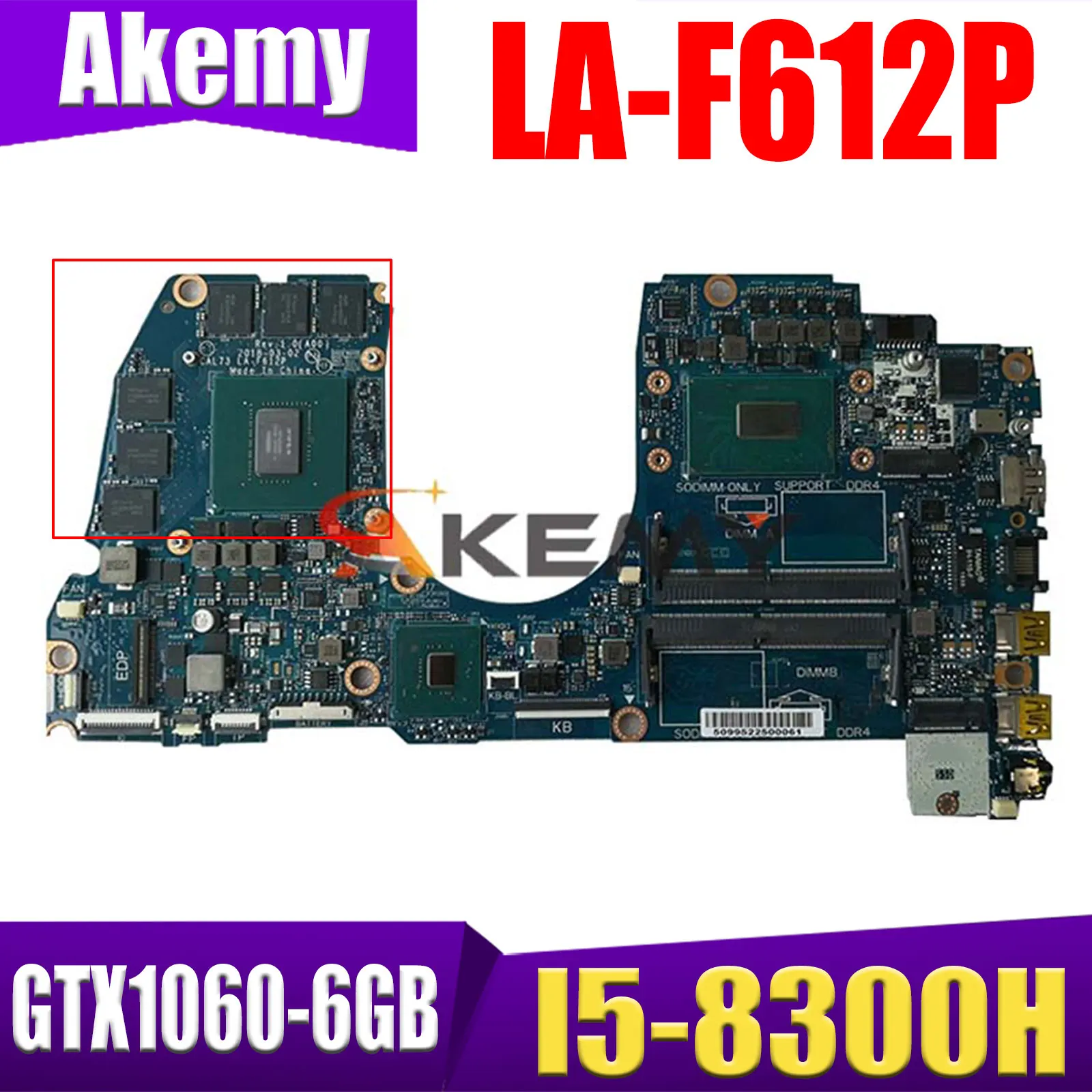 

Exchange!LA-F612P Laptop motherboard for Dell G3 17-3779 15-3579 original mainboard I5-8300H GTX1060-6GB