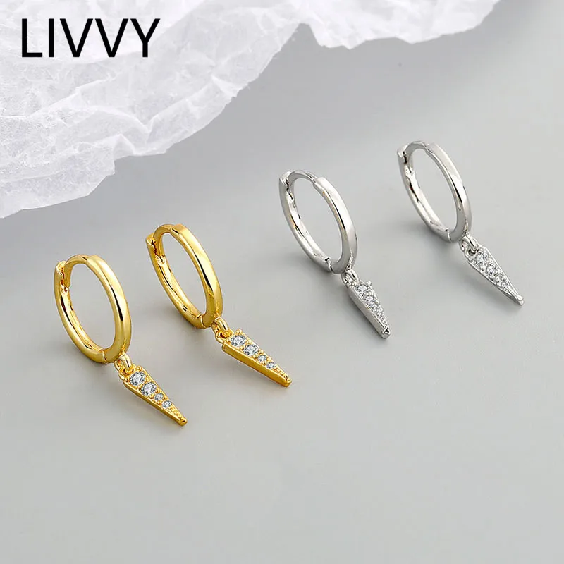 

LIVVY Silver Color Fashion Zircon Cone Shape Dangle Earrings Women Simple Fashion Creative Charm Exquisite Party Jewelry