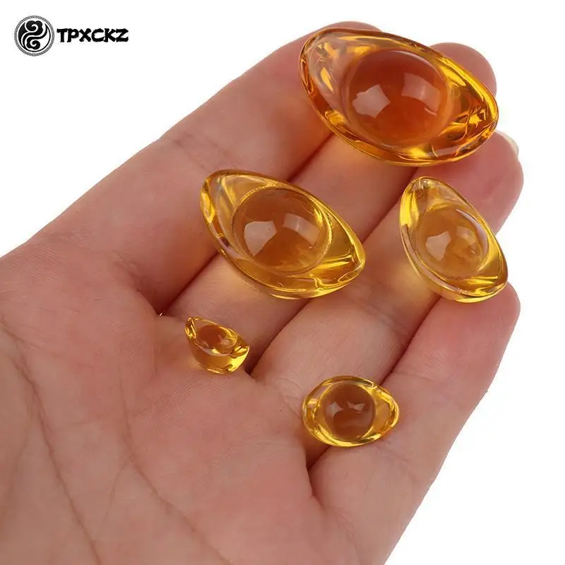 5Pcs Citrine Yuanbao Feng Shui Decoration Yuan Bao Ingot Lucky Home Blessing Decoration Ornament Holiday Gifts Home Decoration