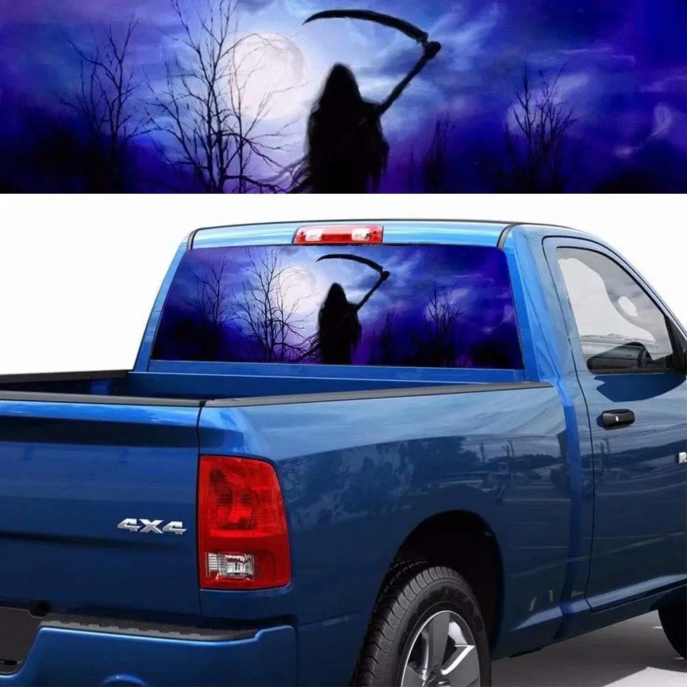 

Practlsol Car Decals- 1 Pcs Grim Reaper Decal -Rear Window Decal,Truck Stickers, Car Decal Vinyl for Car/Truck/SUV/Jeep, Univers