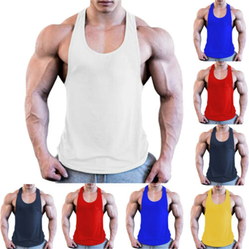 

Solid 2019 Singlets Clothing Men Top Athletic Shirt Tank Fitness Bodybuilding Gym M-2XL Muscle Summer Vest New Sleeveless Sport