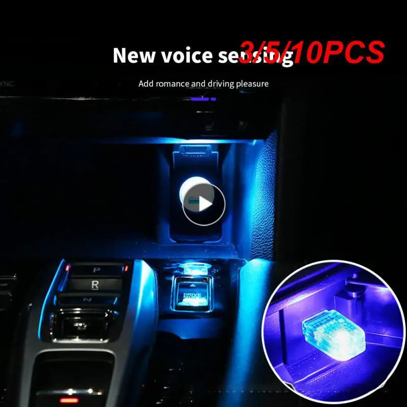 

3/5/10PCS 7 Colors Universal Voice-activated Rhythm Light Mini Car Interior Light Durable Usb Car Ambient Light