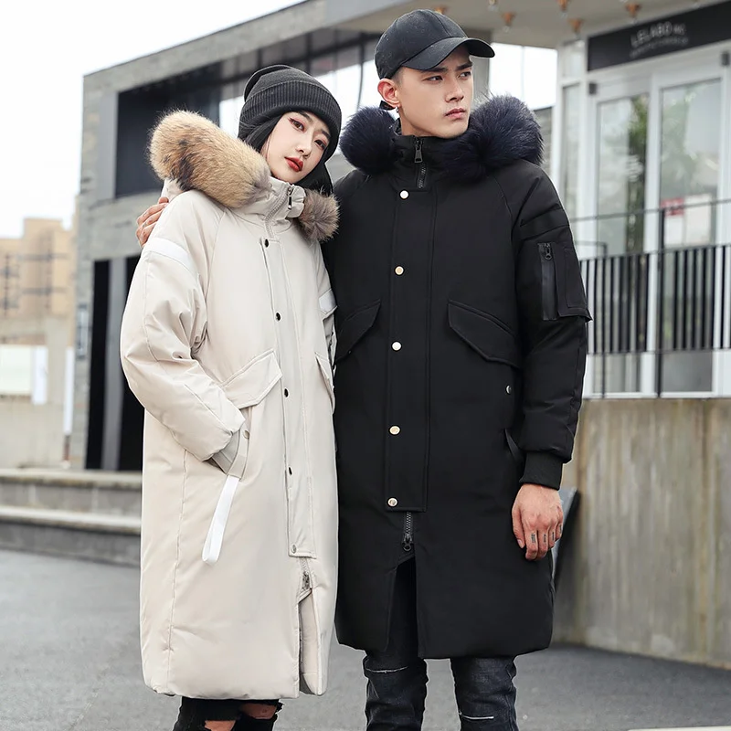 Degree Winter -30 Men's Thicken Warm Jacket Fashion Women's Big Fur Collar Loose Windbreaker Long Style Couple Down Coats