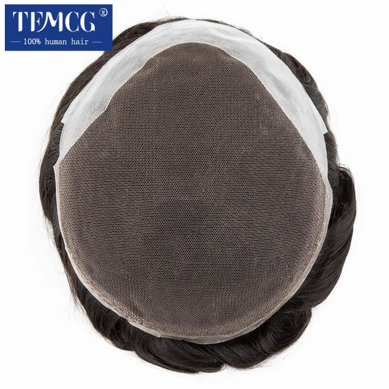 Мужской протез волос индивидуальный парик для мужчин из 100% человеческих