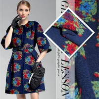Wool Fabric Blue Fireworks Fluffy Three-dimensional Flower Pattern Autumn Winter Coat Dress Soft Cashmere Material by the Meter