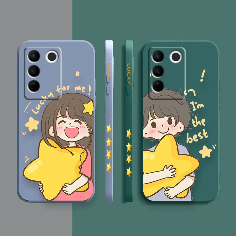 Case For VIVO S5 S6 S7 S9 S9E S10 S12 S15 S16 S16E V19 V20 V21 V23 V25 V27 PRO 5G Case Funda Stars Cartoon Couple Boys And Girls