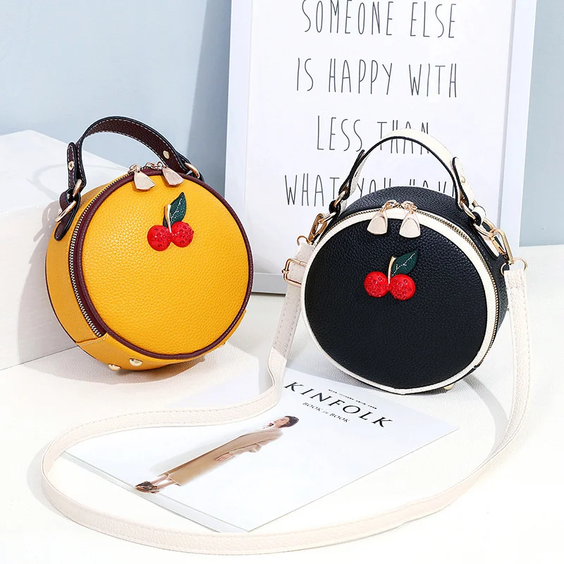 

Single Shoulder Bag Women's Bag New Portable Bag Fashion Leisure Trend Cherry Students Diagonal Small Round Bag