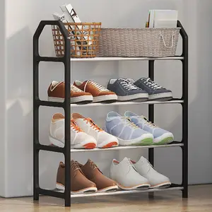 Zapatero de 3 niveles para armario, zapatero de tela de malla estrechos de  metal, estante organizador de almacenamiento de zapatos pequeño para