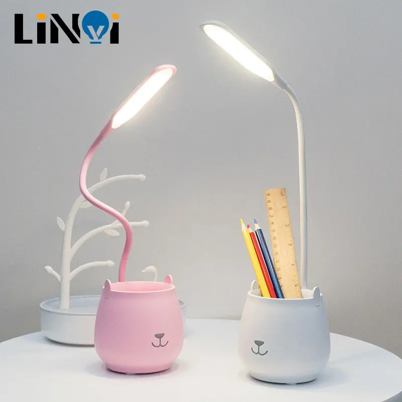 

Hot Sale Table Lamp LED Desk Lamp Reading Lamp With Pen Holder Eye-protect Desk Lamps Dimmable Touch USB Chargeable Table Light