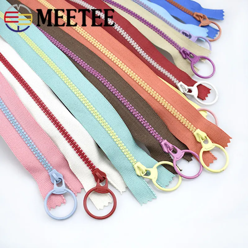 

20pcs Meetee 3# Close-End Resin Zippers 15/20/30/40cm Closure Sewing Zip Pull Ring Head for Bags Garment Tailor Replace Crafts