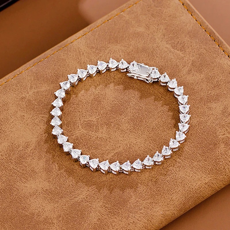 Женский браслет из серебра 100% пробы с сердечками | Украшения и аксессуары