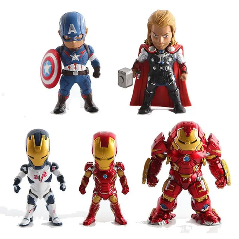 

5pcs/set Avengers Infinity War Iron Man Captain America Dolls Spiderman Hulk Pvc Anime Figures Toys Cake Decoration Model Gifts