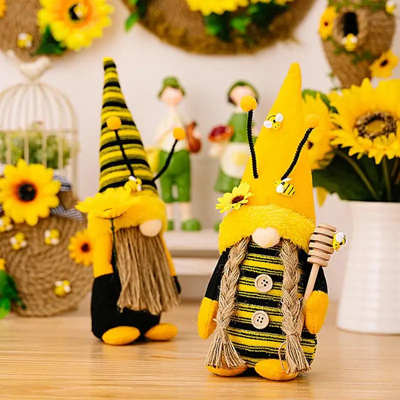 

Honey Bee Gnomes Plush Cute Honey Bee Gnomes Plush Scandinavian Tomte Elf World Bee Day Decor Swedish Dwarf Figurine Table Shelf