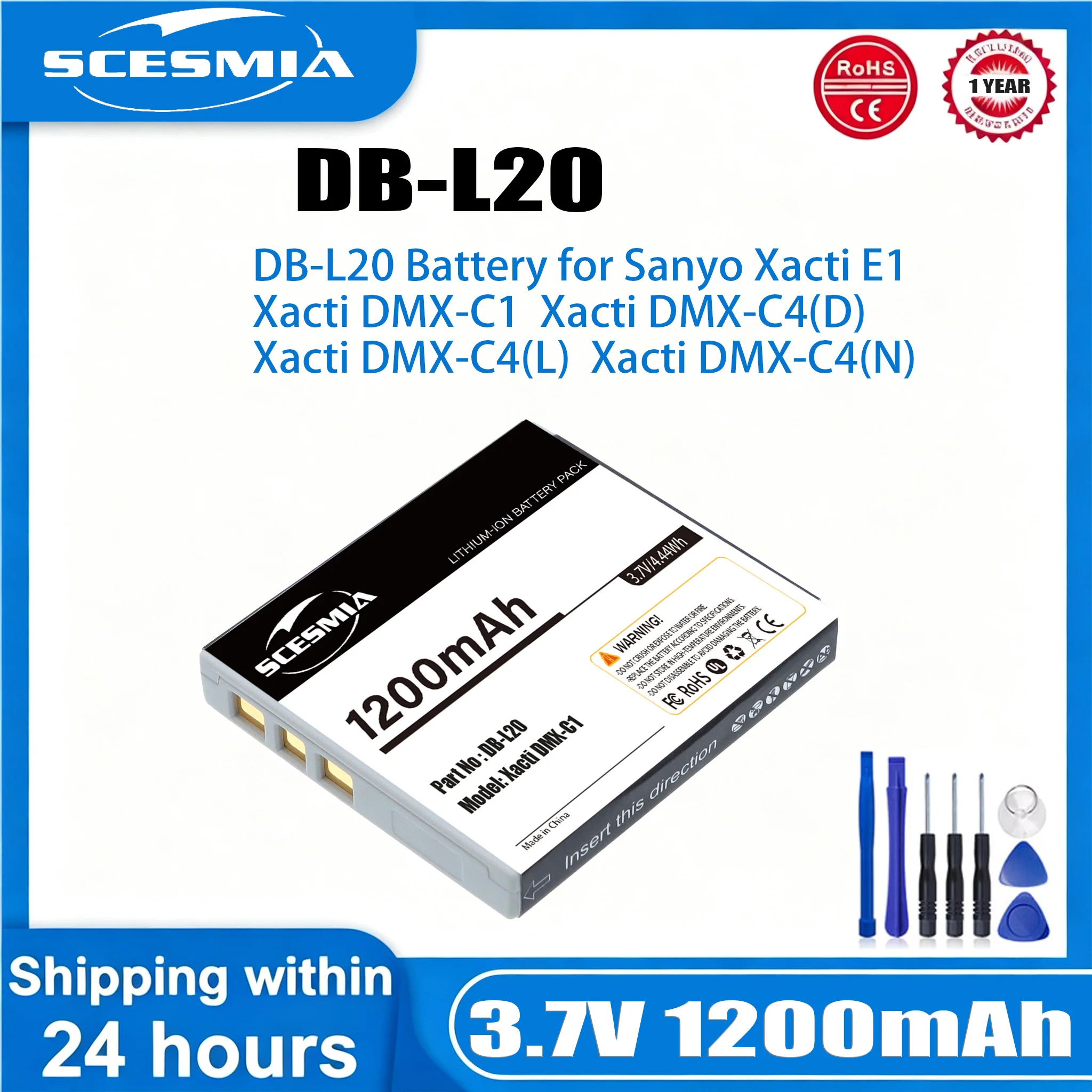 Фото Аккумулятор или зарядное устройство DB-L20 для Sanyo Xacti DMX-C1 C4 C5 C6 CA6 CA65 CA8 CA9 CG5 CG6 CG65 CG9 DSC-C4 C5 E6 J4 VPC-C1 C4 C40 C5 C6 №1