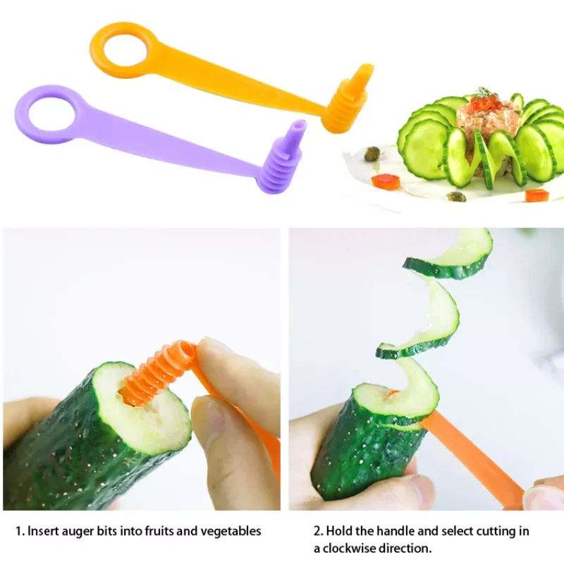 

2023NEW Manual Spiral Screw Slicer Cutter Cucumber Carrot Potato Vegetables Spiral Knife Kitchen Accessories Tools Random Color