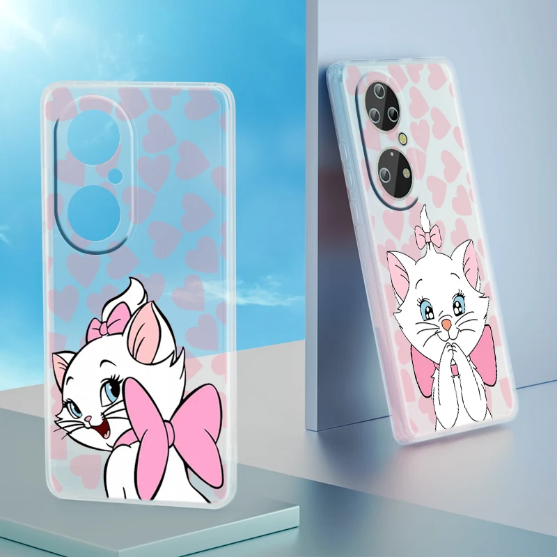 

Cartoon Disney The Marie Cat Phone Case For Huawei P50 P40 P30 P20 Lite 5G Nova Plus 9 SE Pro Y9S Prime Honor 9X Transparent