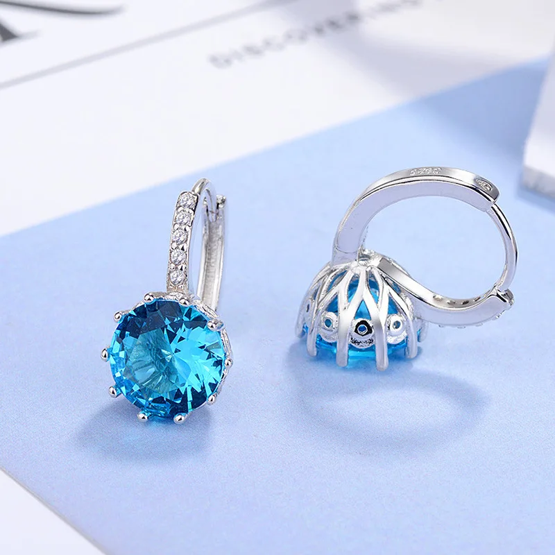 

Delicate Crystal Hoop Earring Luxury Mutil Color Full AAA Zircon Earrings for Women Hypoallergenic Korean Fashion Jewelry Gift