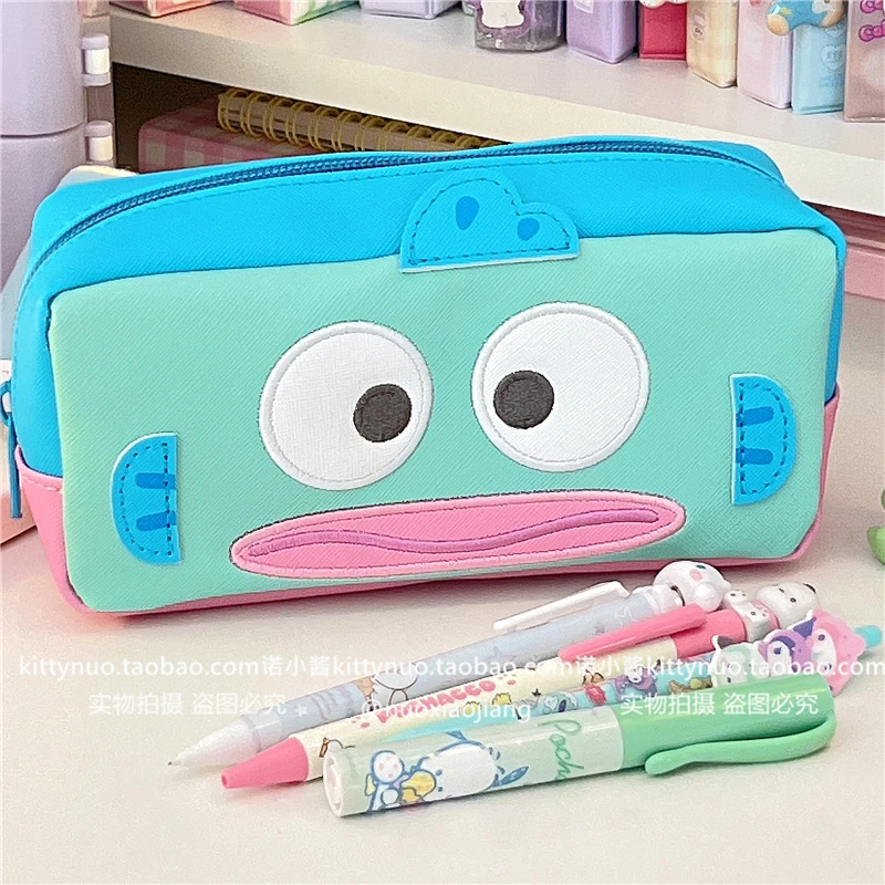 

Креативная ручка Sanrio Hangyodon, искусственная кожа, водонепроницаемая вместительная сумка для ручек, милая двухслойная сумка для хранения канцелярских принадлежностей
