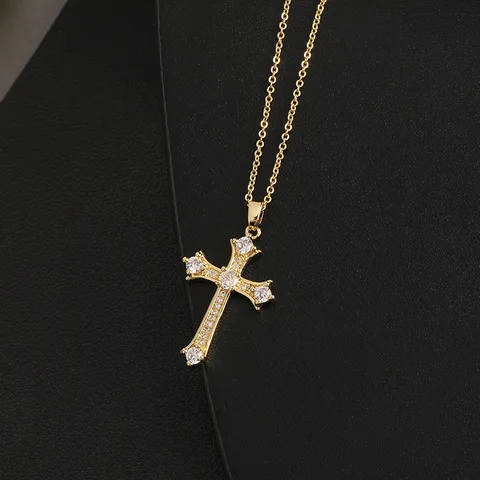 Ожерелье-цепочка из нержавеющей стали с подвеской в виде креста с разноцветным цирконием для женщин, бижутерия на День святого Валентина