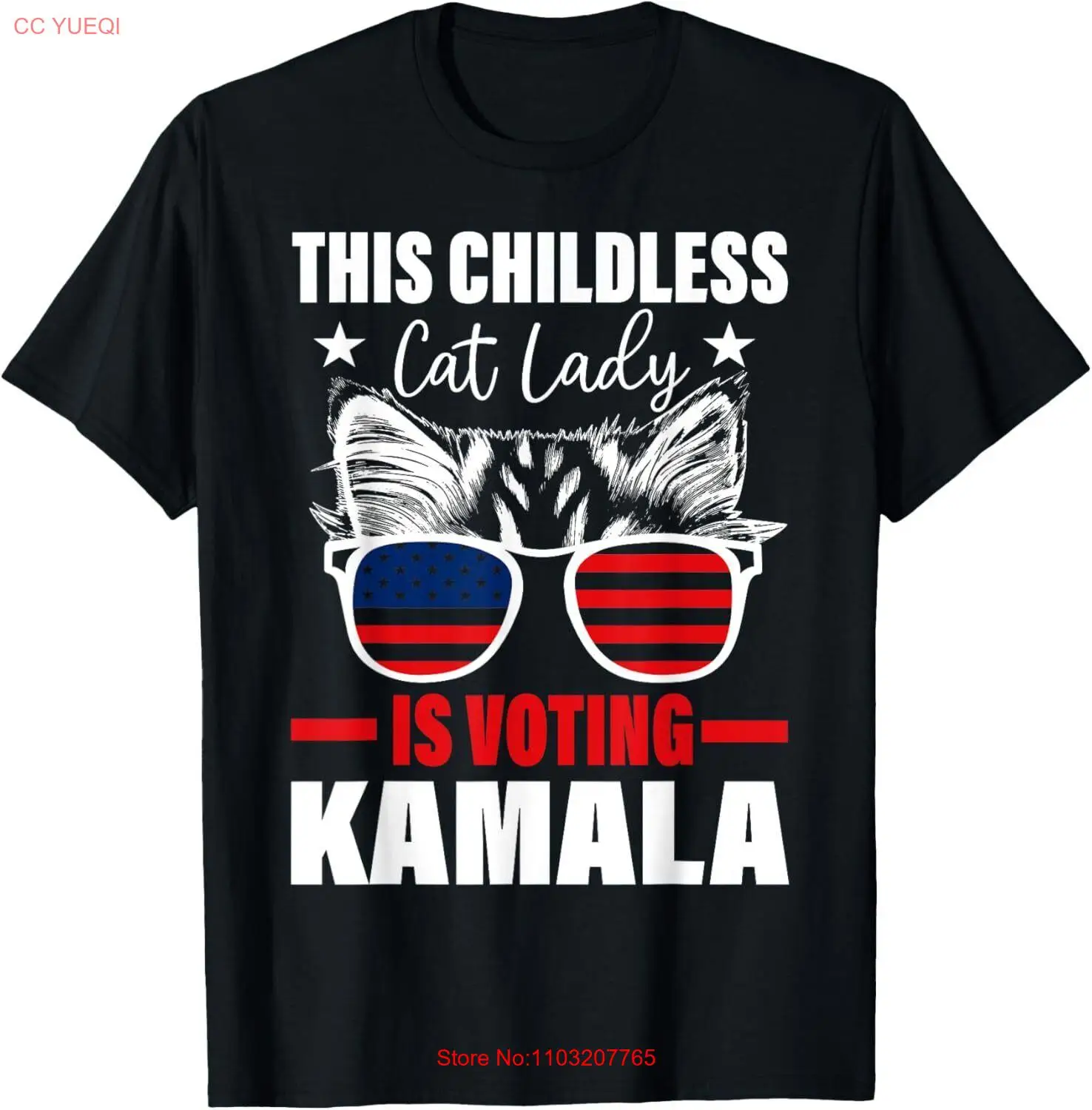 Бездетская кошка леди забавный кот дамы для камалы Харрис 2024 футболка