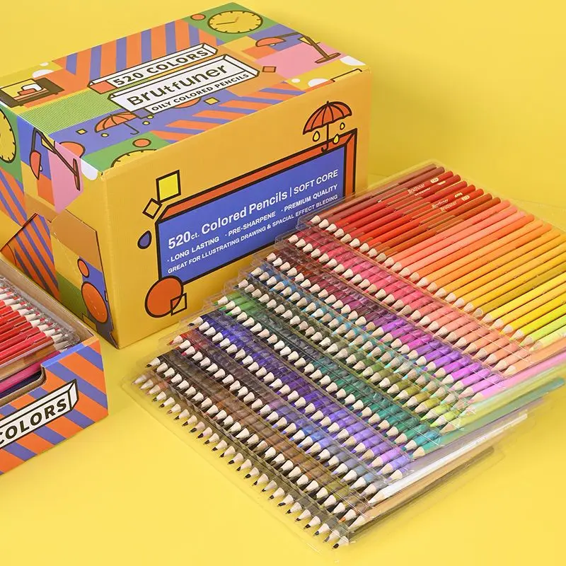 Brutfuner 520 Colored Pencils Professional Wood Oil Color Pencil Set For Artist Coloring Sketch Kids Stationery Art Supplies