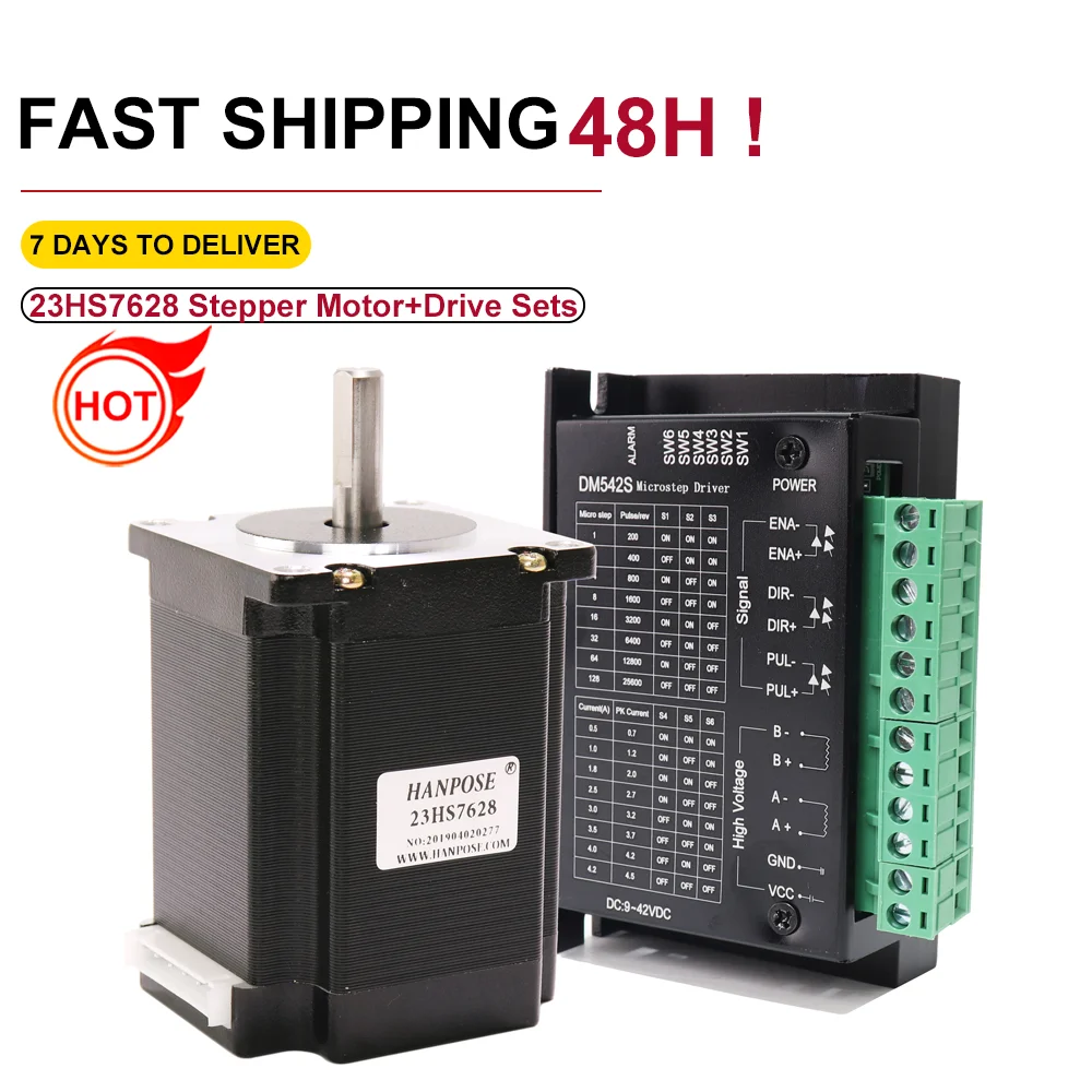 Шаговый двигатель Nema 23 23HS7628 2.8A 189N. См драйвер двигателя DM542S с 57 двигателями