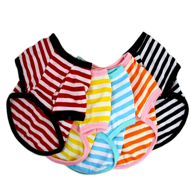 

Pet clothes Dog stripes Crew neck T-shirt Pet strip Bi-pot shirt Pet clothing Korean small dog clothing