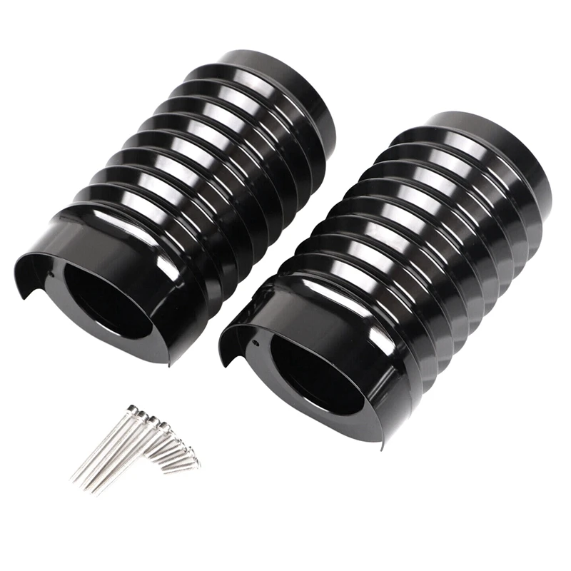 

2PCS Gloss Black Fork Boot Slider Can Covers Replacement Parts Accessories For Street Glide FLHX FLHXS 14-Up
