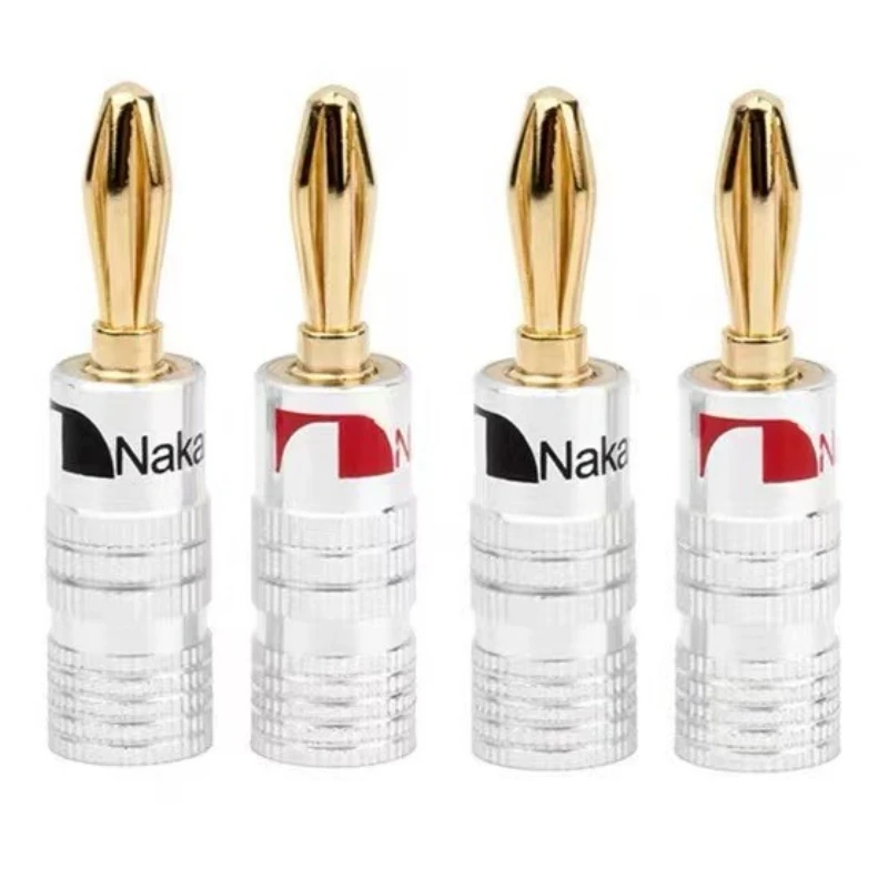 10 шт. штекеры BANANA, 24-каратный позолоченный разъем типа «банан» 4 мм с винтовым замком для аудиоразъемов, вилки для динамиков, черный и красный