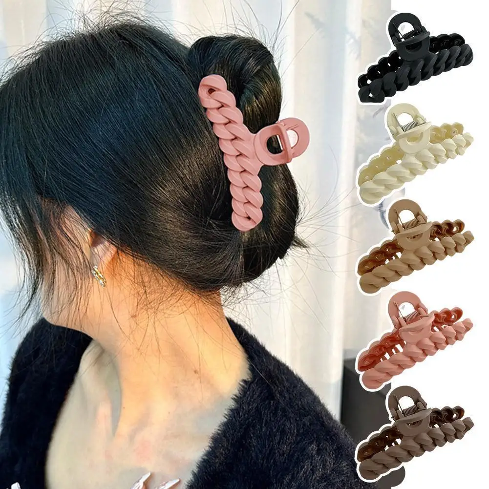 

Новые большие заколки для волос Модные Элегантные Женские однотонные Стильные корейские акриловые аксессуары заколки для Волос акула головной убор захват P6U6