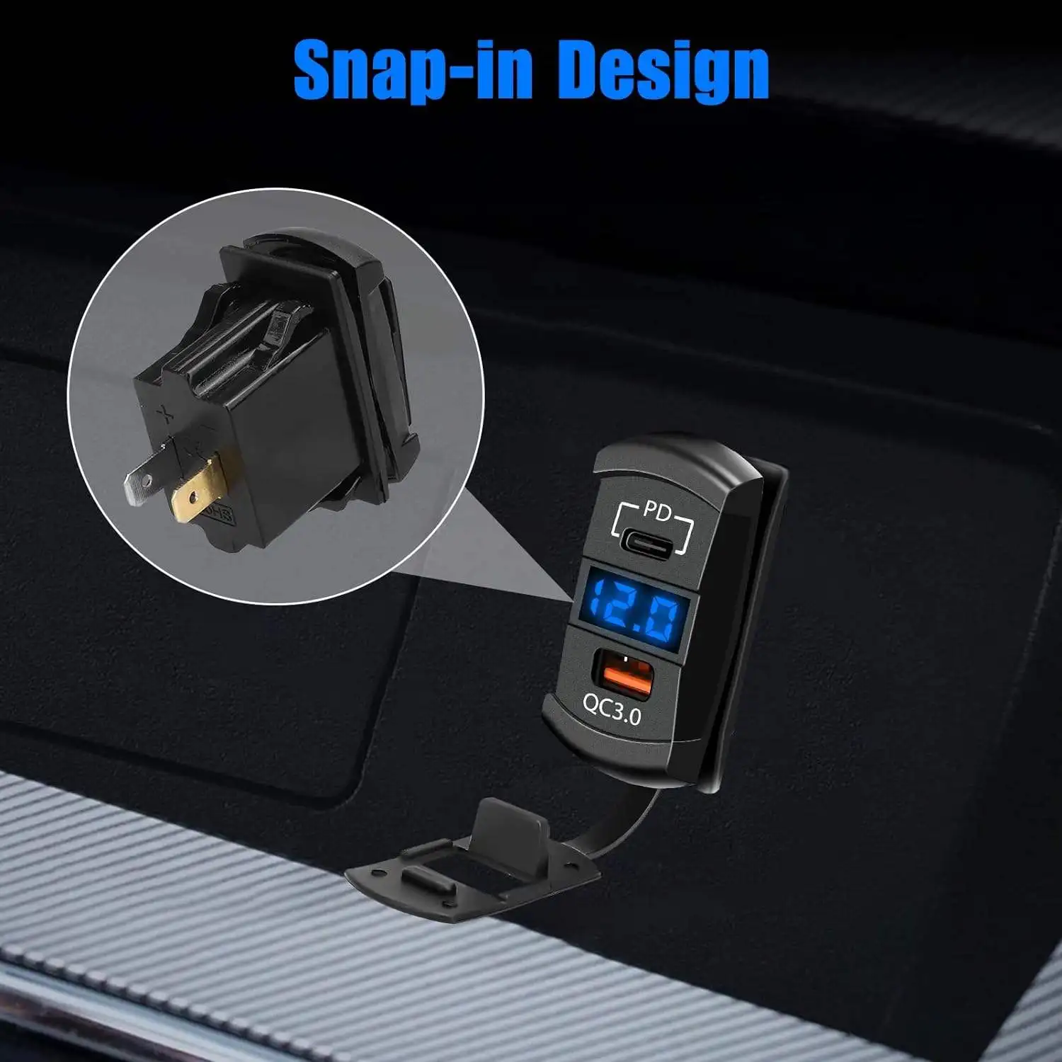 Автомобильное зарядное устройство USB Type-C и QC 3 0 12 В