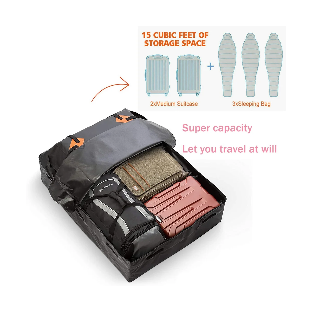 600D оксфордская тканевая Автомобильная сумка на крышу для хранения багажа