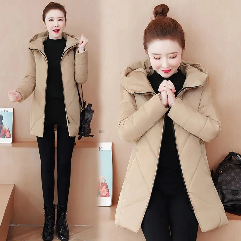 2022 Autumn Winter New Down Cotton Coat Womens Fashion Loose Thin All-match Padded Jacket Women Casual Large Size Long Parkas