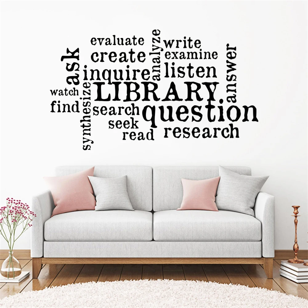 

Library Question Wall Decals Vinyl Stickers Education Kids Bedroom Reading Room Nursery School Dorm Decor Murals HJ1492