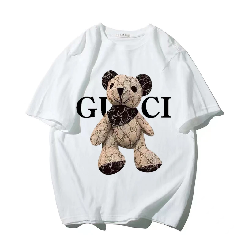 

New Harajuku Hot Selling 3D Bear Pattern Men's and Women's Summer T-shirt Street Leisure Unisex Couple Loose Short Sleeve Top