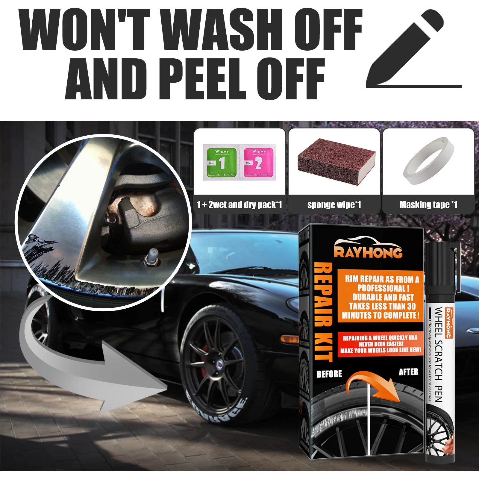 

1pcs Universal Wheel Scratch Repair Pen Paint Surface Touch-up Paint To Scratch Car Paint Pen Auto Care