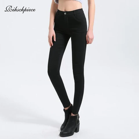 Зимние леггинсы Rihschpiece с высокой талией, женские брюки оверсайз в стиле панк, Плотные джеггинсы, модные облегающие базовые брюки, RZF1497