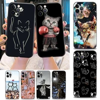phone case for iphone apple 11 12 13 pro 2020 7 8 se xr xs max 5 5s 6 6s plus case soft silicone coques cover funny cute cat art