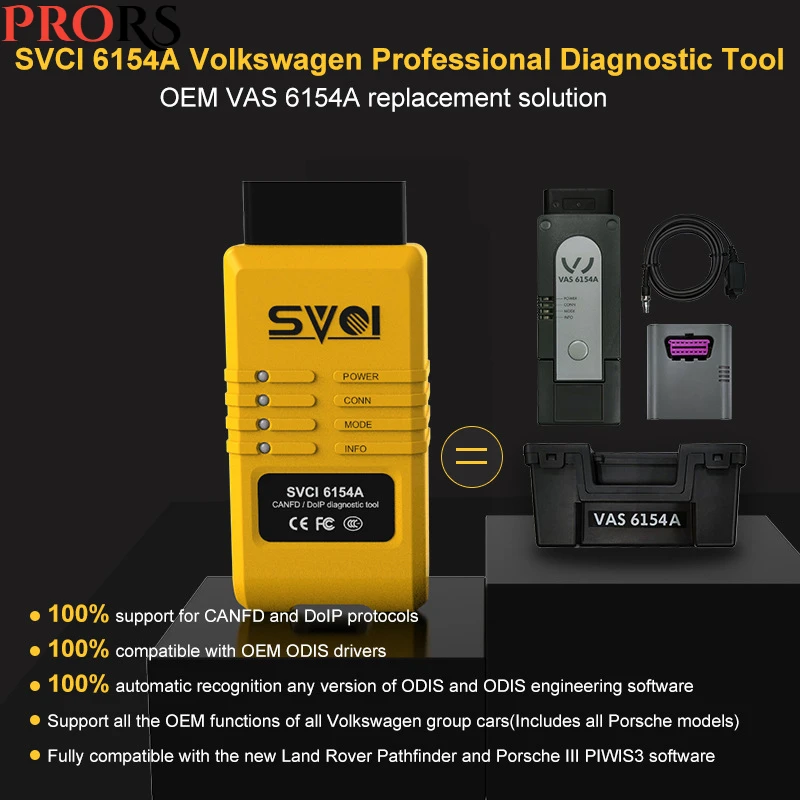 Диагностический сканер SVCI 6154A VNCI ODIS 9,10, Wi-Fi, OBDII