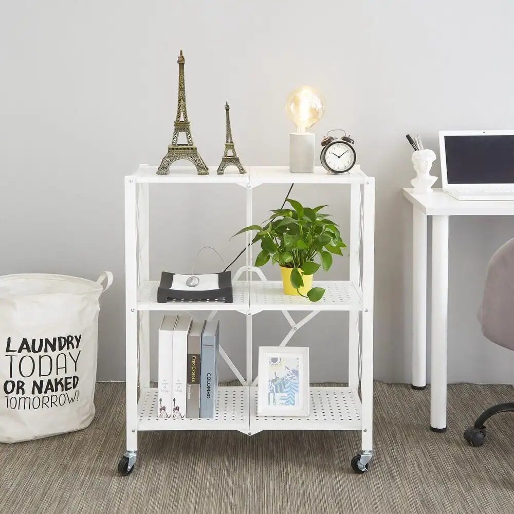 Urban Shop Metal Folding Bookcase, White