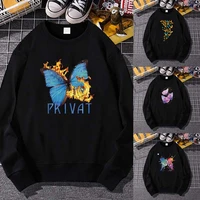 2022 spring autumn hoodies women men casual loose minimalist sweatshirt o neck butterfly print long sleeve pullover clothes top