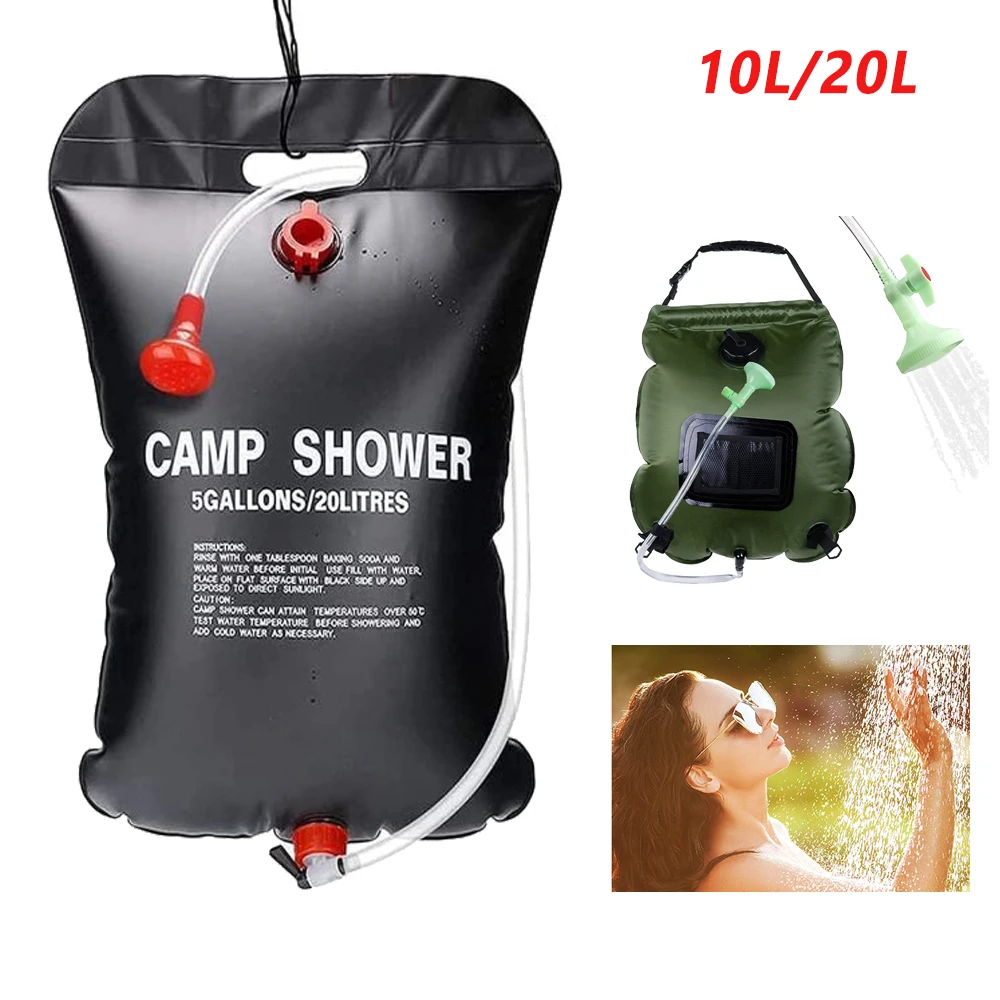 

10L/20L Portable Shower Bag Outdoor Camping Hiking Solar Water Bags Heating Shower Climbing Hydration Bag with Hose Shower Head