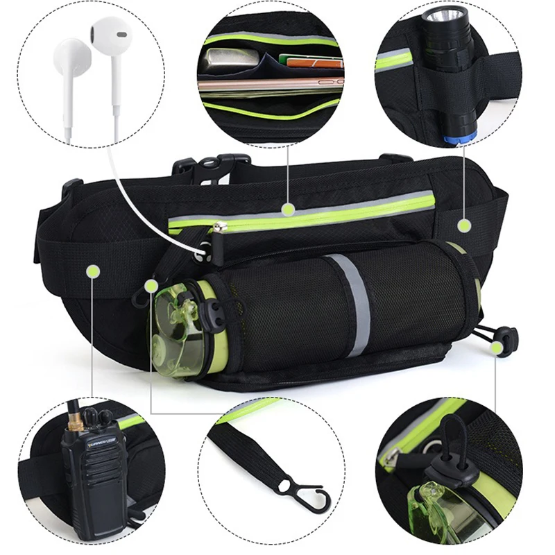 Fashion Sports Running Bag Mens Chest Bag Belt Bag Reflective Tape Utility Travel Fanny Pack Running Bag Waist Bag