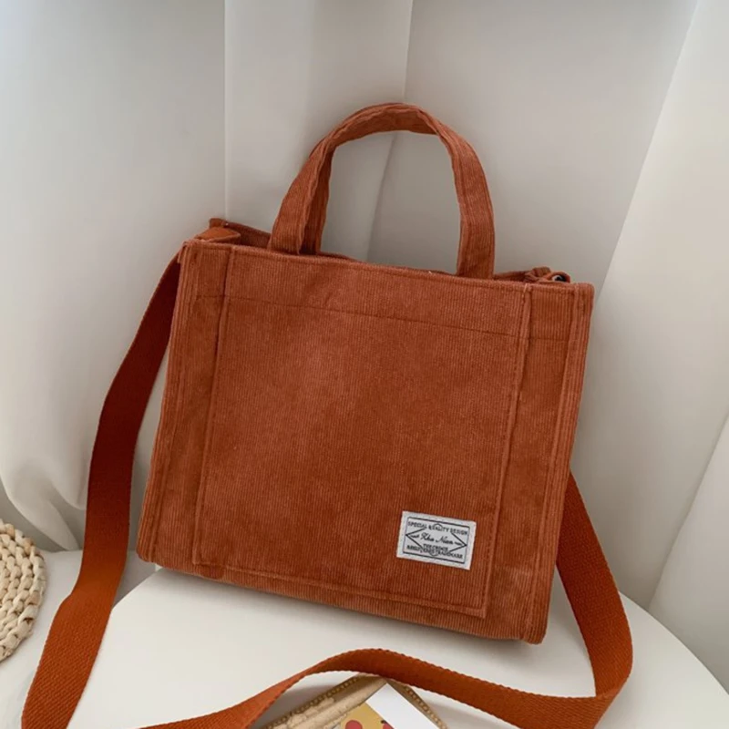 

Corduroy Casual Women's Tote Shoulder Bag Retro Art Canvas Crossbody Bags for Women 2023 Cotton Zipper Handbags Luxury Designer