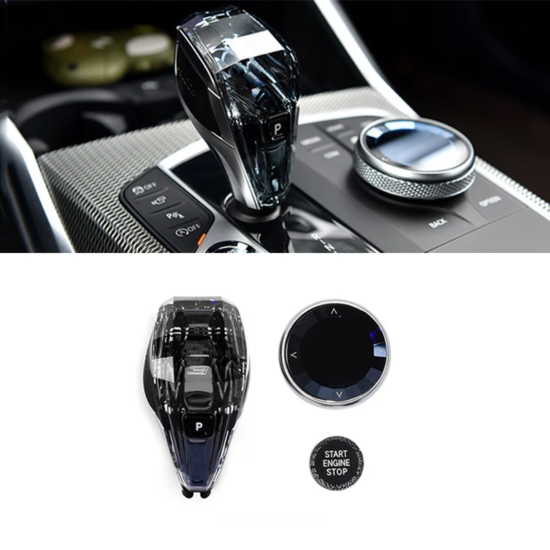 Фото Для BMW 3 серии G20 G28 4 серии G22 X3 X4 X5 X6 Интерьерные аксессуары 3 шт. Кристалл MGU Модель Ручка переключения передач Ручка iDrive №1