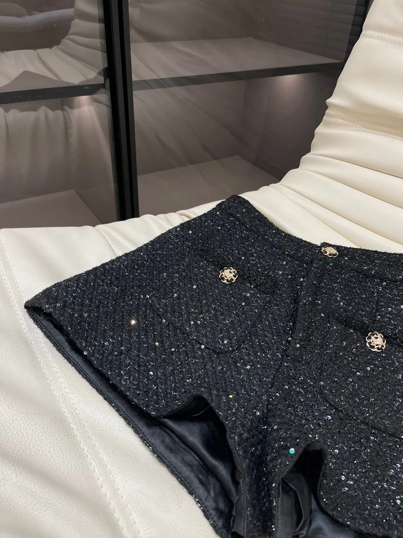 Шорты Lingzhiwusis женские с завышенной талией блестящие короткие штаны в французском