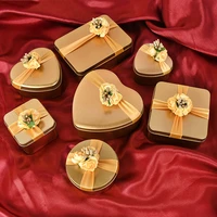 square gold storage box jars with flower decor valentines day wedding gift box baby shower party candy chocolate packaging boxe