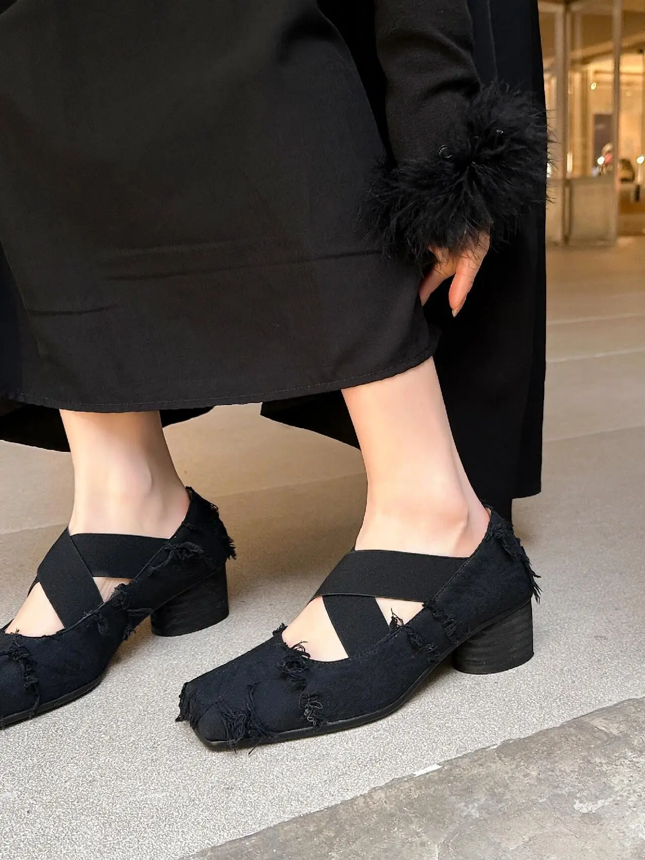 Женские балетки на среднем каблуке винтажные туфли плоской подошве с квадратным