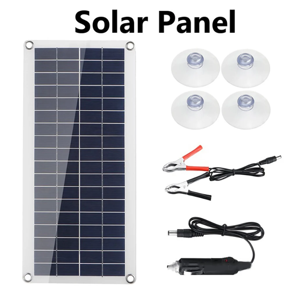 50W Solar Panel 12 Volt Trickle Charger Battery Charger Maintenance For Boat RV Car USB Alligator Clip Power Equipment